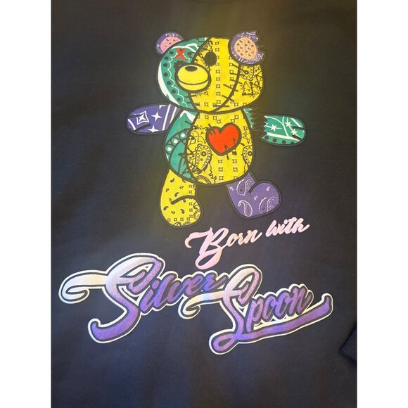 Bleeker & Mercer XL Born With Silver Spoon Teddy Sweatshirt Streetwear - Picture 2 of 6
